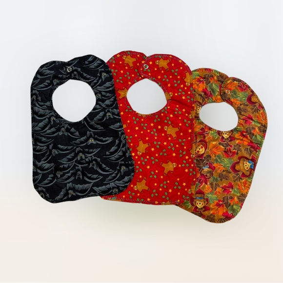 Lot/3 Handmade Holiday Season Baby Bibs - Picture 10 of 14